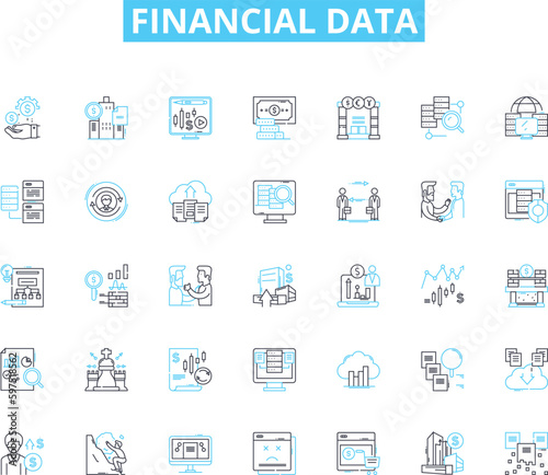 Financial data linear icons set. Investments, Stocks, Bonds, Income, Dividends, Trading, Forecasting line vector and concept signs. Budgeting,Analysis,ROI (Return on Investment) outline Generative AI
