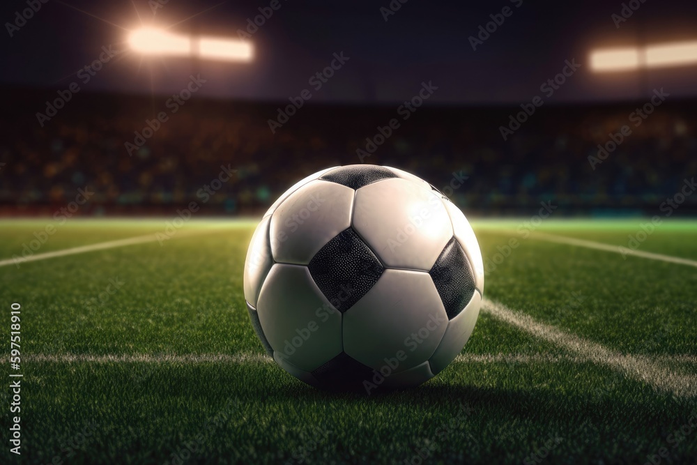 An image of a soccer ball sitting on a perfectly manicu Generative AI 2