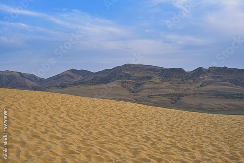 Scenic view of Sarykum sand dune