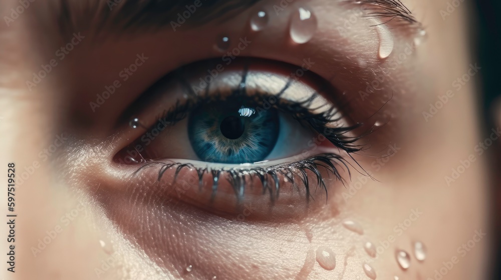 Macro Shot of a Wet Eye of a Young Woman (AI Generated) Macro Shot of a Wet Eye of a Young Woman (AI Generated)