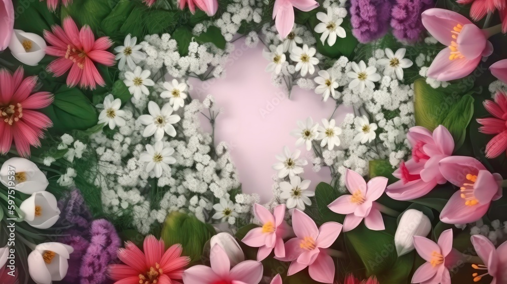 Pink and Flowerful Design with Room for Text (AI Generated) Pink and Flowerful Design with Room for Text (AI Generated)