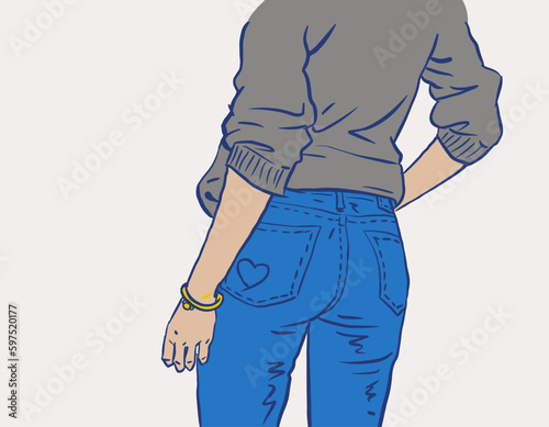 person in blue jeans vector for card decoration illustration
