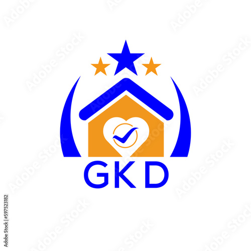 GKD House logo Letter logo and icon. Blue vector image on white background. KJG house Monogram home logo picture design and best business icon. 
 photo