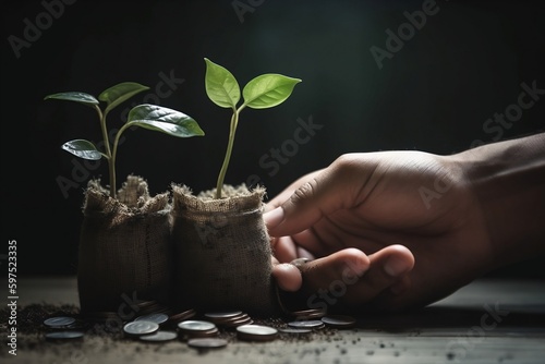 Plant Your Money: Creative Assets for Plant-Based Investments. Generative AI. photo