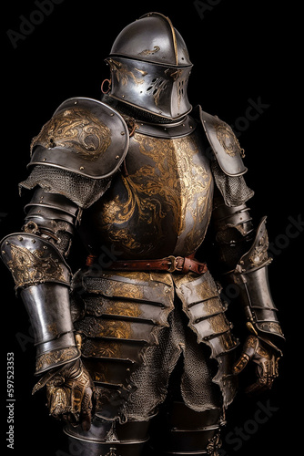 Fantasy King's Armor. Generative AI. A digital painting of the armor of a king in a fantasy story