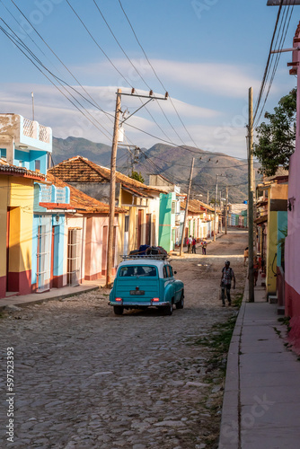 Old American car in the historic streets of Trinidad