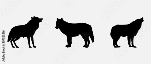 isolated black silhouette of a wolf   vector collection