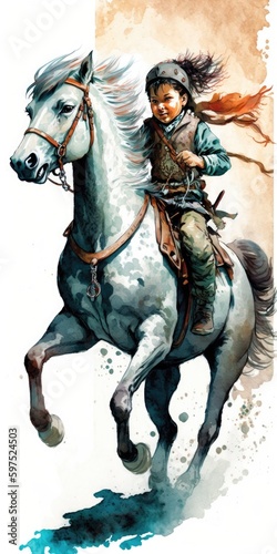 The Brave Rider - Watercolor Illustration for Children s Book
