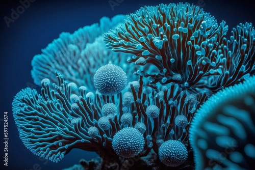 Coral reef in the blue ocean