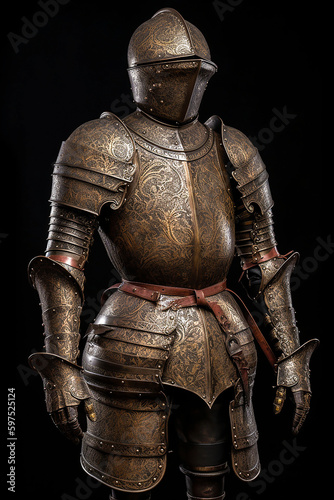 Fantasy King's Armor. Generative AI. A digital painting of the armor of a king in a fantasy story.