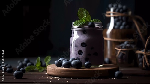 Tasty blueberry shake: a healthy shake with blueberries (Generative AI)