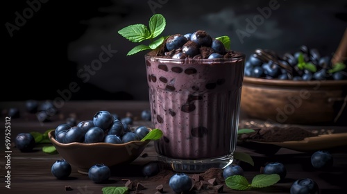 Tasty blueberry shake: a healthy shake with blueberries (Generative AI)