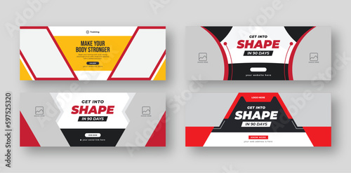 Fitness Gym or sports web banner, Facebook Instagram cover social media posts template.
