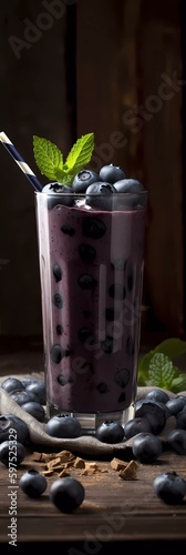 Tasty blueberry shake: a healthy shake with blueberries (Generative AI)