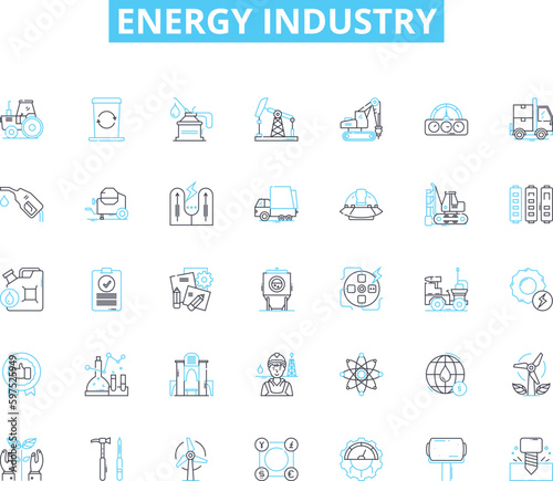 energy industry linear icons set. Renewable, Fossil, Wind, Solar, Hydro, Geothermal, Biomass line vector and concept signs. Coal,Gas,Oil outline illustrations Generative AI