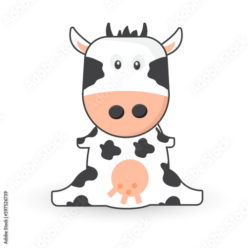 Cute cartoon cow character. Vector illustration.