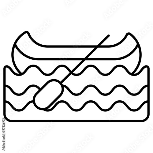 A linear design icon of rowing boat 