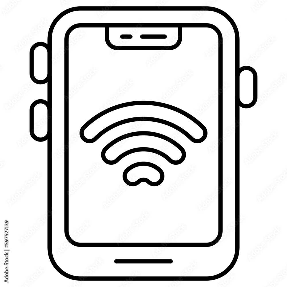 Internet signal inside smartphone showcasing mobile wifi icon Internet signal inside smartphone showcasing mobile wifi icon