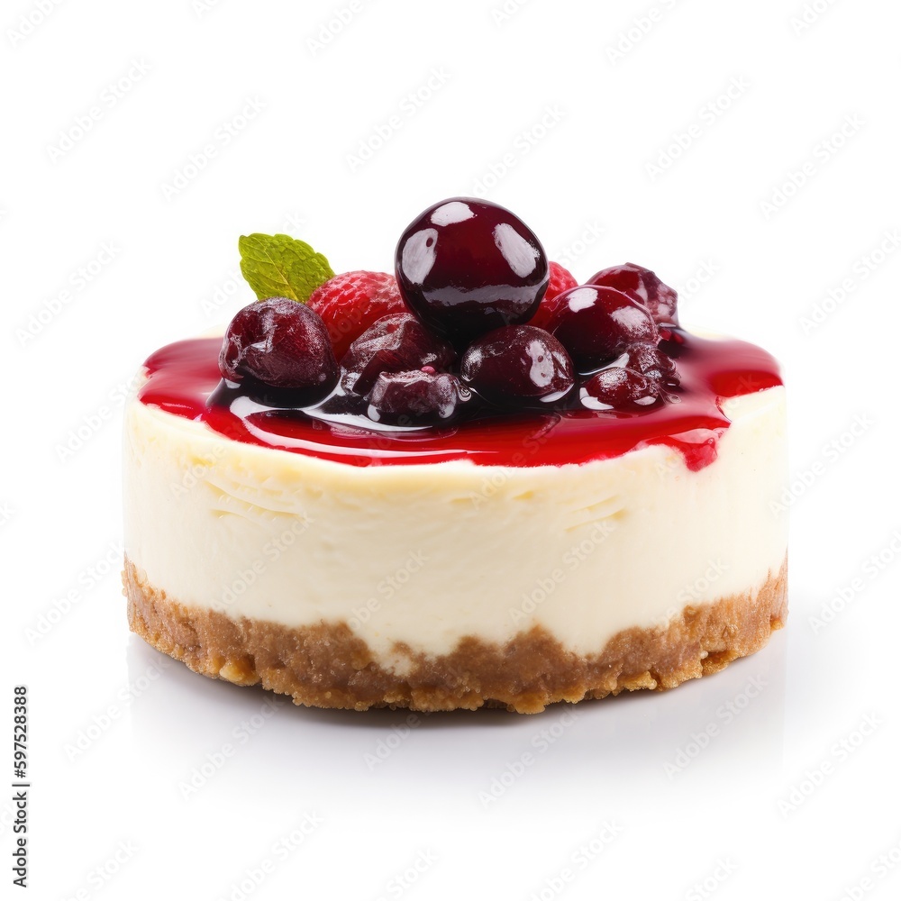 Cheesecake Isolated on White. Generative AI Cheesecake Isolated on White. Generative AI
