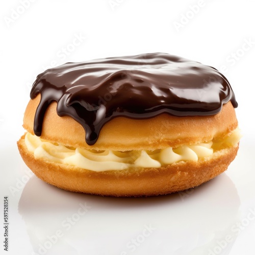 Boston Cream Pie Isolated on White. Generative AI