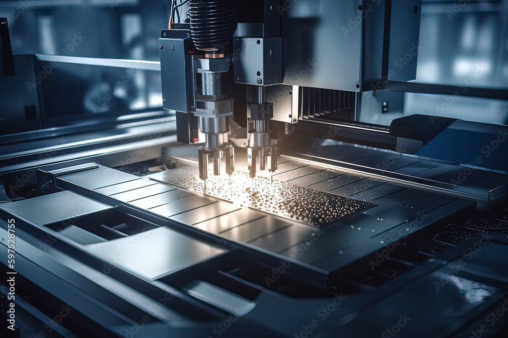 CNC Laser Cutting Machine. AI technology generated image
