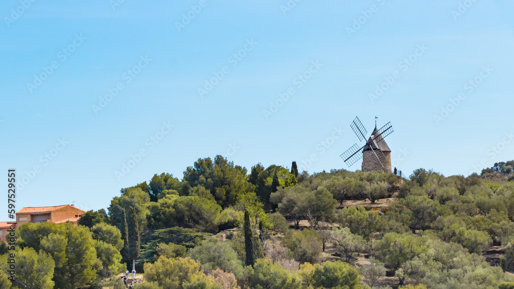 Landscape with Wind Mill in Collioure, France