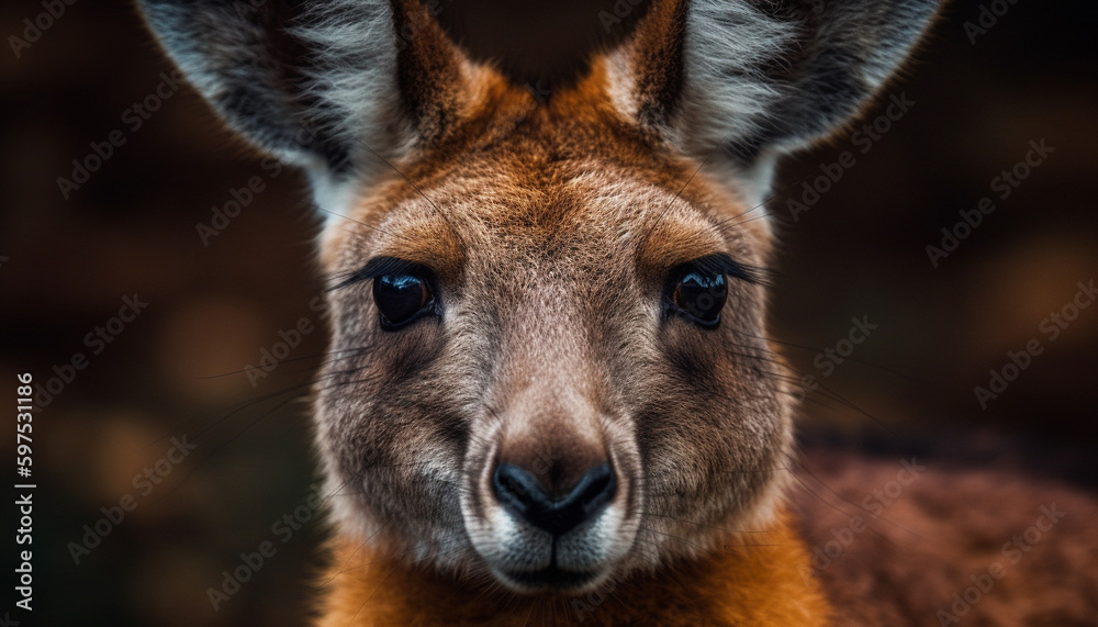 Fototapeta premium Fluffy rabbit ear in close up portrait generated by AI