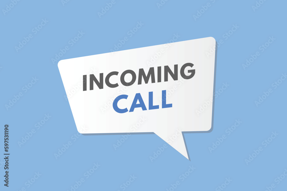 Incoming Call text Button. Incoming Call Sign Icon Label Sticker Web Buttons