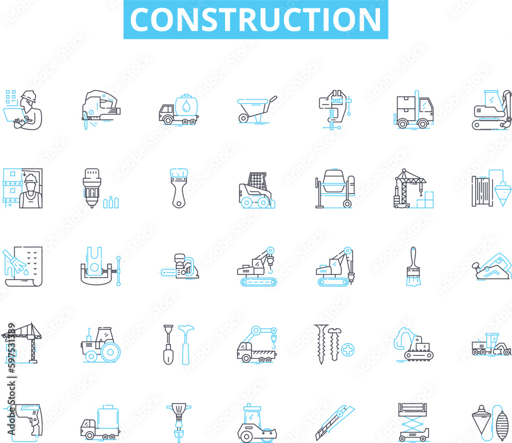 Construction linear icons set. Renovation, Framing, Roofing, Pouring, Demolition, Carpentry, Foundation line vector and concept signs. Blueprints,Concrete,Excavation outline Generative AI Construction linear icons set. Renovation, Framing, Roofing, Pouring, Demolition, Carpentry, Foundation line vector and concept signs. Blueprints,Concrete,Excavation outline Generative AI