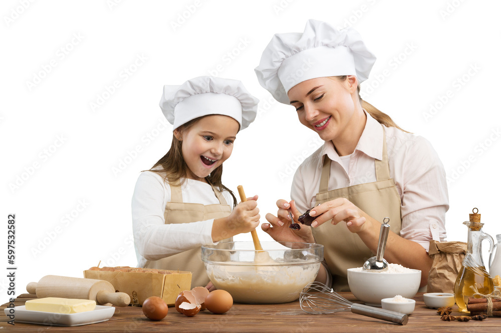 Happy smile family in the kitchen cooking cake Happy smile family in the kitchen cooking cake