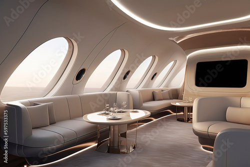 Luxury cockpit of private aircraft. AI technology generated image © onlyyouqj