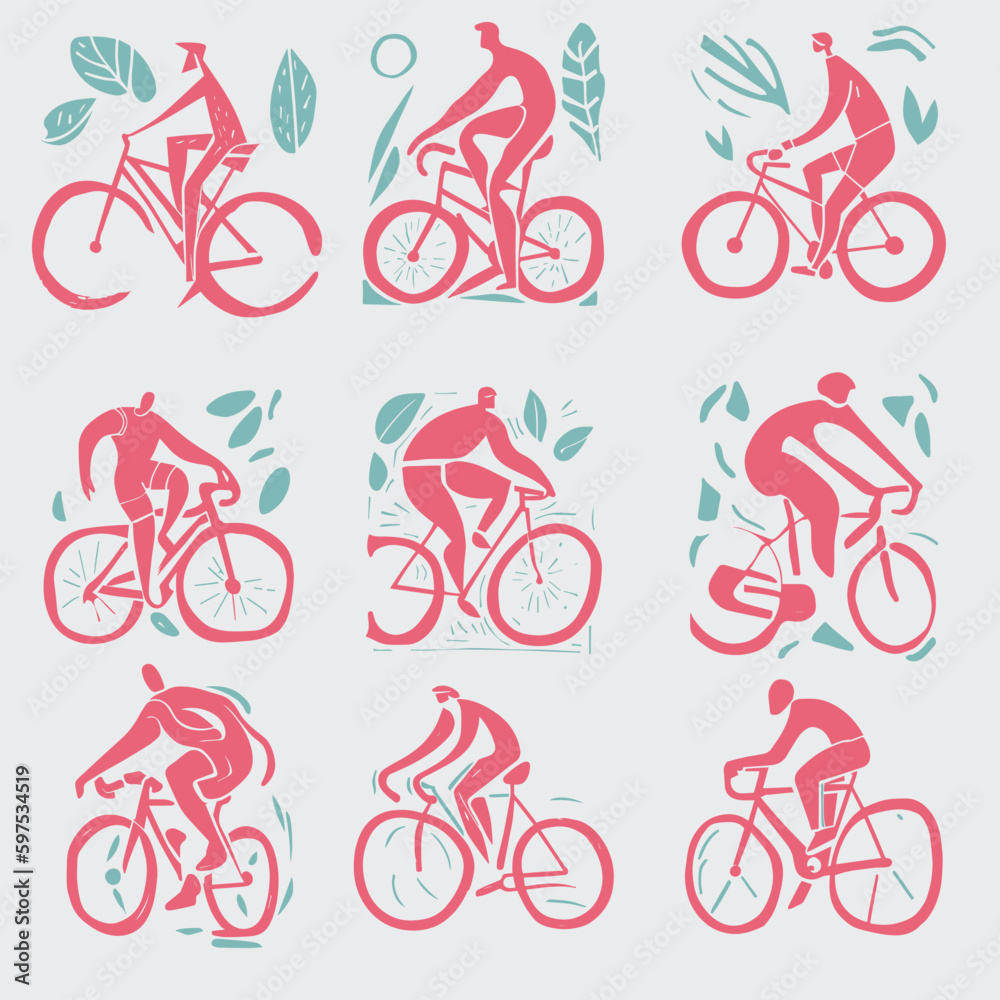 Set of cyclists wall art, cyclist vector set. Isolated boho silhouette art drawing with abstract shapes. Art design for print, cover, wallpaper, Minimal wall art. Set of cyclists wall art, cyclist vector set. Isolated boho silhouette art drawing with abstract shapes. Art design for print, cover, wallpaper, Minimal wall art.