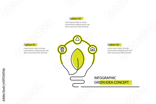 Infographic template vector with green idea concept