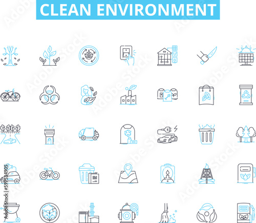 Clean environment linear icons set. Sustainability, Recycling, Conservation, Greenery, Pollution, Hygiene, Composting line vector and concept signs. Eco-friendly,Reusable,Freshness Generative AI