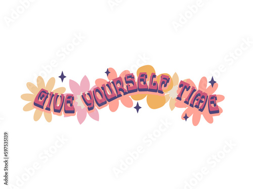 Funny rude lettering text in retro 70s groovy aesthetic style. Fun decoration sign, poster print or greeting card concept.