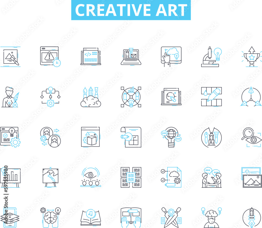 Creative art linear icons set. Visionary, Imaginative, Innovative, Expressive, Eccentric, Spirited, Colorful line vector and concept signs. Inspirational,Inspired,Originality outline Generative AI Creative art linear icons set. Visionary, Imaginative, Innovative, Expressive, Eccentric, Spirited, Colorful line vector and concept signs. Inspirational,Inspired,Originality outline Generative AI