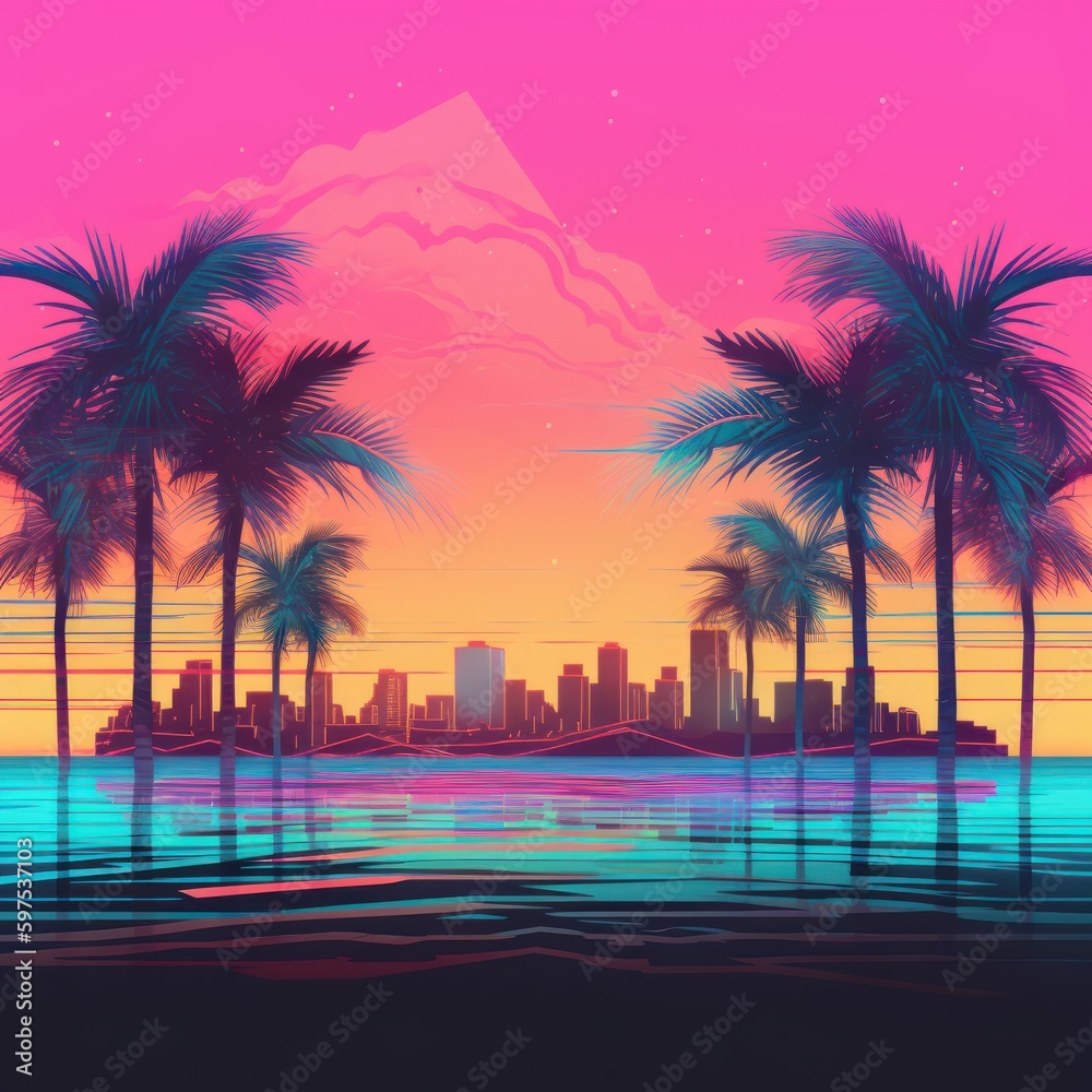 Fototapeta premium Miami Vibes Wallpaper Background