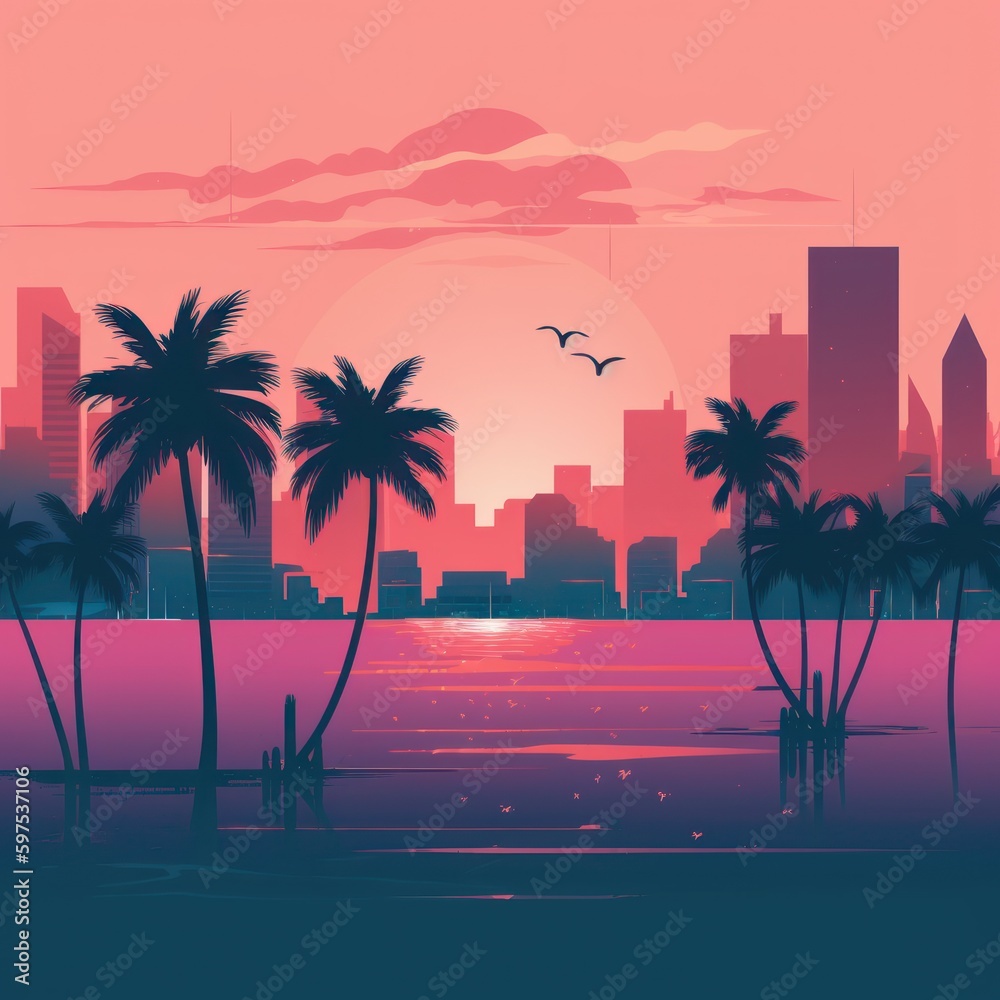 Fototapeta premium Miami Vibes Wallpaper Background