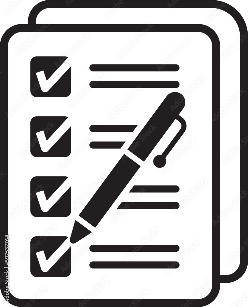 checklist document with pen icon vector checklist document with pen icon vector