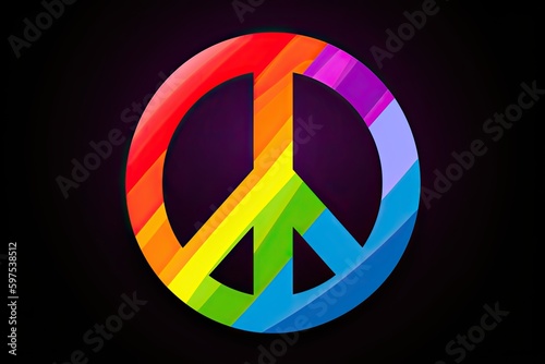 A colorful peace sign symbolizing LGBTQIA+ pride and unity.
