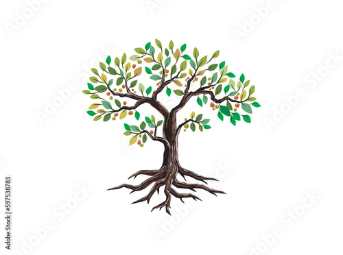 colorful tree and roots vector