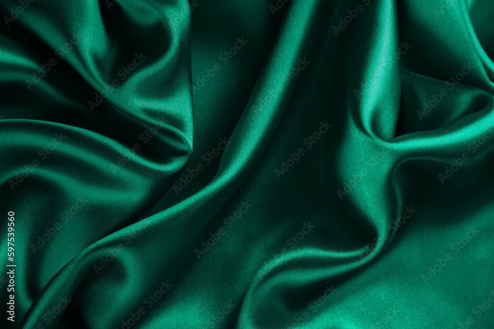 Dark green soft silk satin fabric. Dark green soft silk satin fabric.