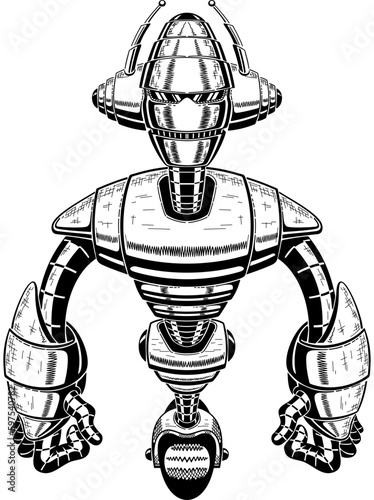 Robot Character Freehand Drawing