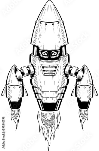 Robot Character Freehand Drawing