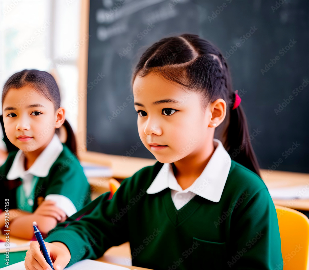 Children in the classroom at school. Generative AI Children in the classroom at school. Generative AI