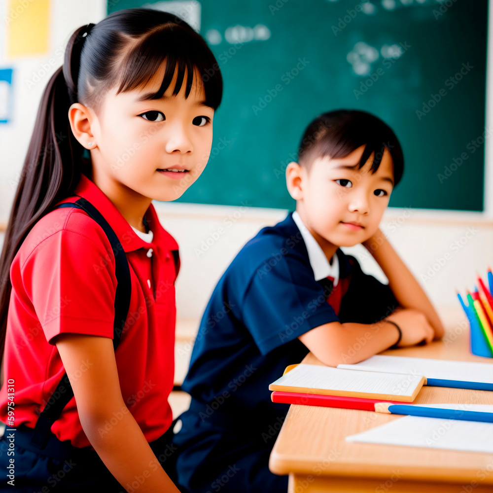 Children in the classroom at school. Generative AI Children in the classroom at school. Generative AI