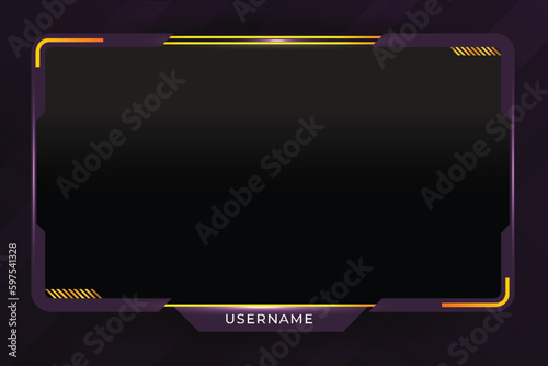 Game stream frames or panels. Futuristic frames for live gaming streamers. Twitch stream panel overlay template. Digital streaming screen interface	