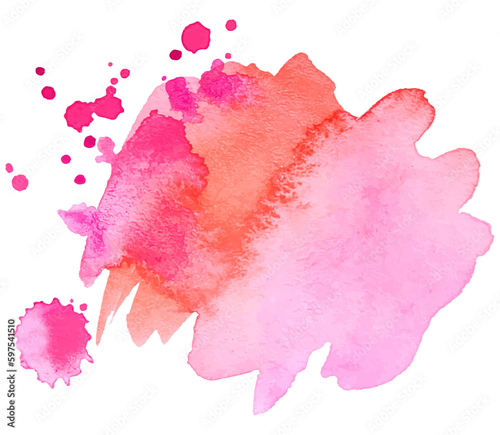 Colorful abstract watercolor stain with splashes and spatters. Modern creative background for trendy design. Vector illustration.