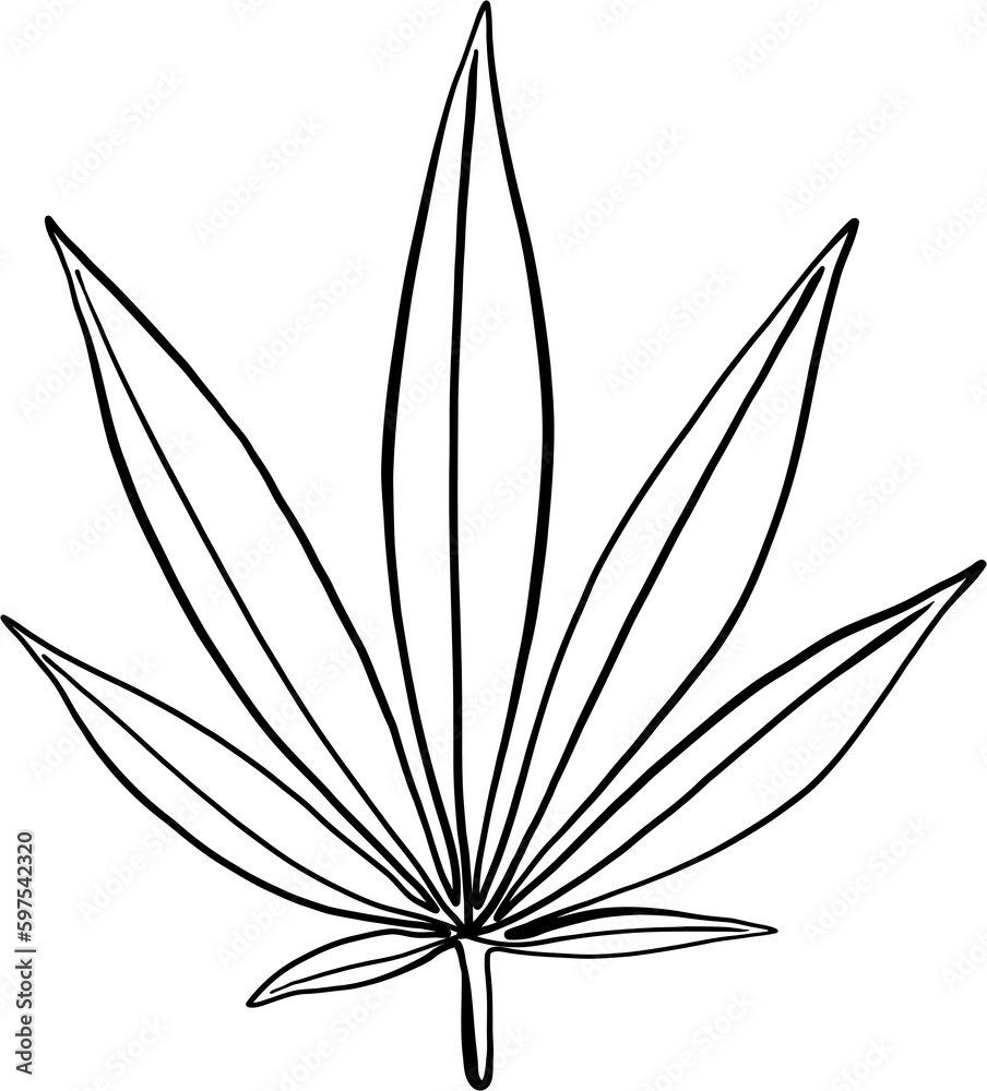 simplicity cannabis leaf freehand drawing