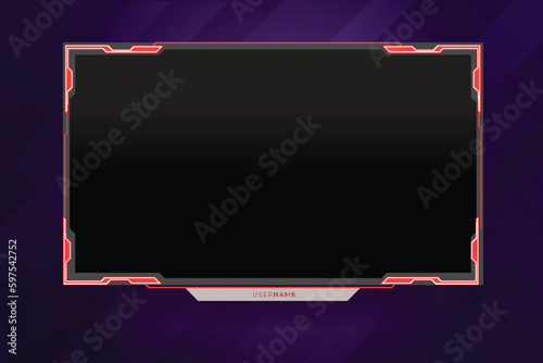 Game stream frames or panels. Futuristic frames for live gaming streamers. Twitch stream panel overlay template. Digital streaming screen interface